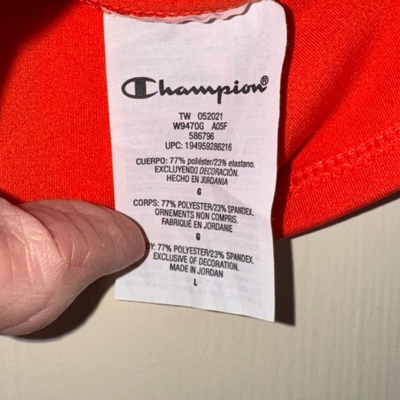 Champion Poppy Orange Navy U-Back Sport Crop Top Size Large MSRP $40 - Picture 4 of 5